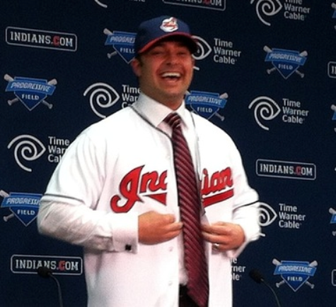 Nick Swisher introduced by Indians