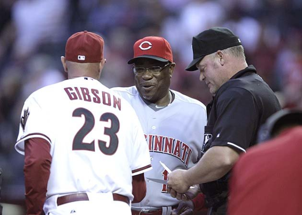 Managers Dusty Baker, Kirk Gibson argue over DH in spring training game