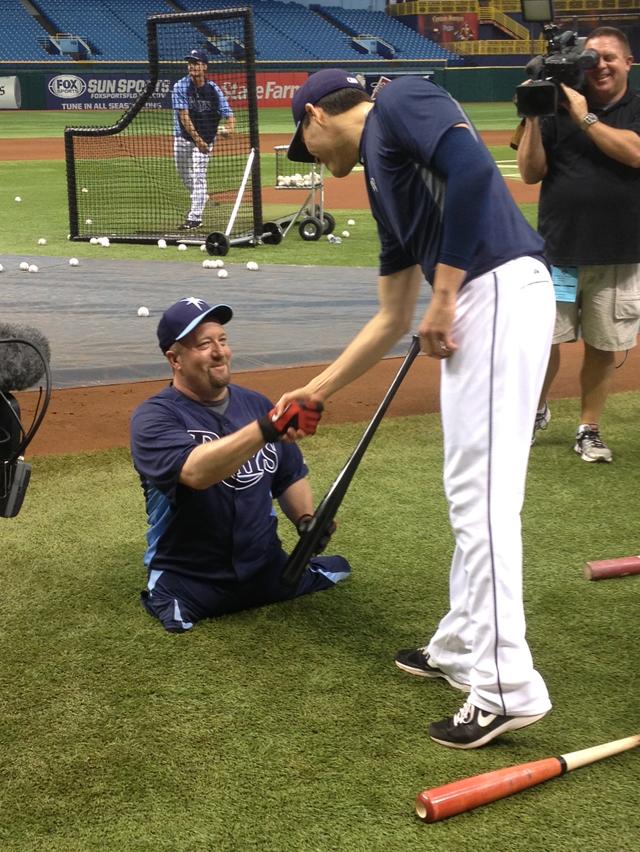 A double amputee takes BP with the Rays