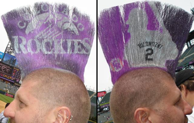 Check out this fans incredible Rockies mohawk