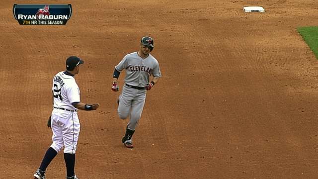 Miguel Cabrera celebrates Ryan Raburn's homer by throwing gum at him (Video)