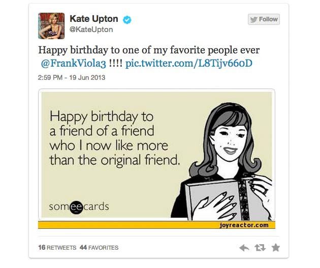 Kate Upton slights Justin Verlander in happy birthday tweet to his buddy