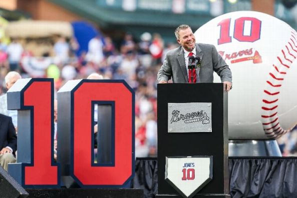Braves retire Chipper's No. 10 before game