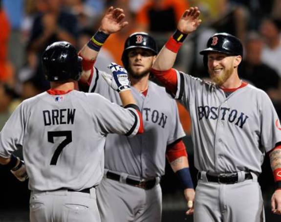 Drew hits 2 HRs as Red Sox beat Orioles 7-3