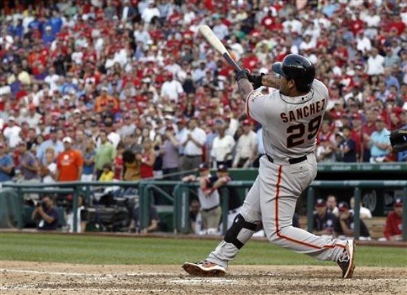 Hector Sanchez's 9th inning pinch hit go-ahead 3 run homer vs Nats (Video)