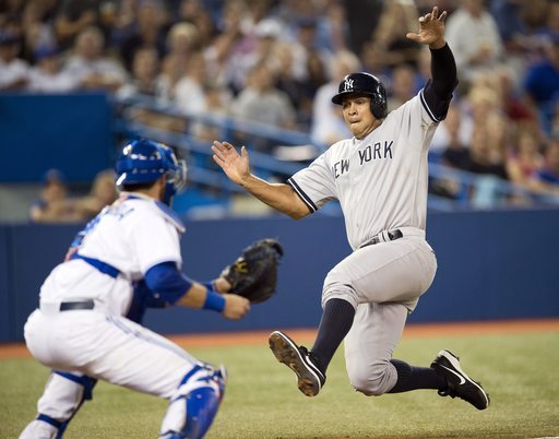 Blue Jays relay to nail A-Rod at the plate (Video)