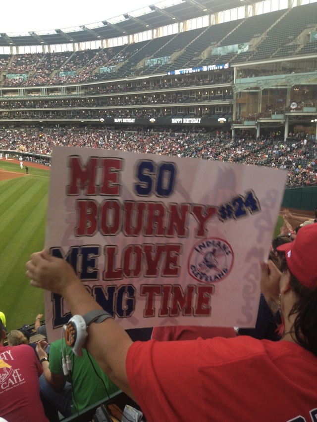 Check out this sign for Indians OF Michael Bourn