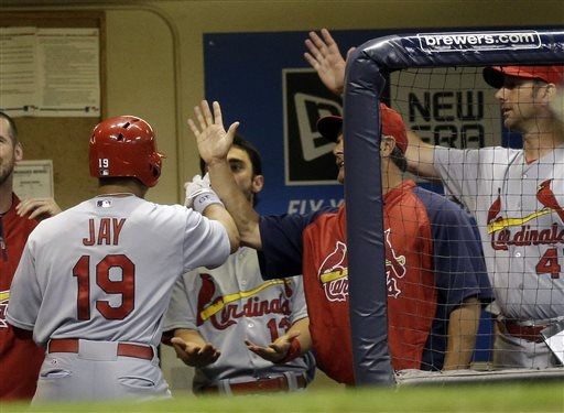 Jon Jay's two-run homer vs Brewers (Video)