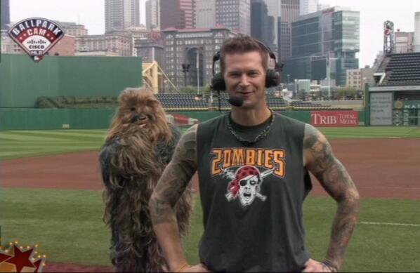 A.J. Burnett gets photobombed by a wookie