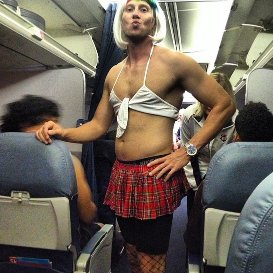Rookie Cole De Vries hazed by Twins in Britney Spears outfit (Pic)