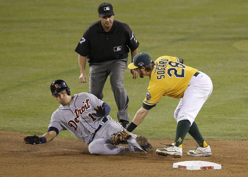 A's turn two with a strike-'em-out, throw-'em-out vs Tigers (Video)