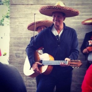 A-Rod wearing a Sombrero while performing with a mariachi band during his Cancun Vacation