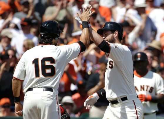 Giants' bats stay hot behind strong Hudson