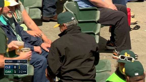 A's fan dives for foul ball, gets mouthful of concrete instead (Video)