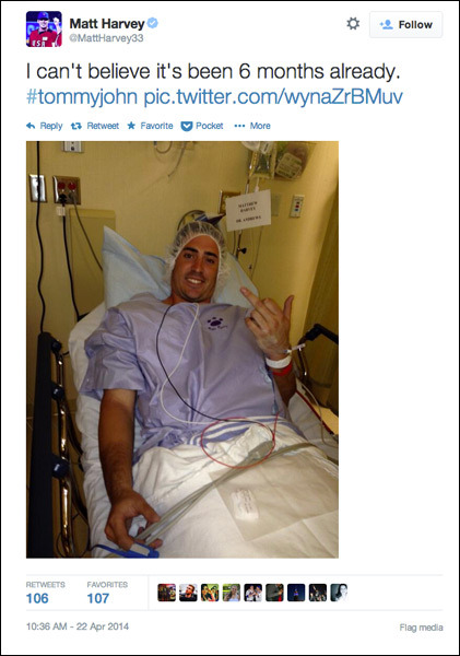 Matt Harvey celebrates Tommy John anniversary by tweeting middle finger pic, then deletes account