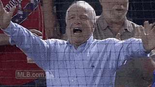 Senator John McCain gets excited about Paul Goldschmidt's home run (GIF)