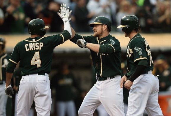 Moss, Donaldson power A's to 9-5 win over Angels