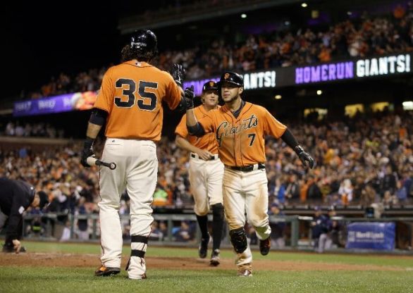 Giants romp past Brewers into Wild Card lead
