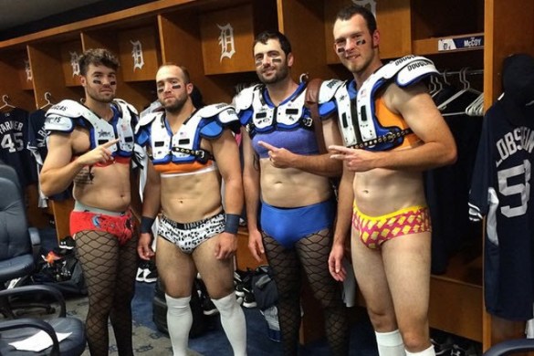 Detroit Tigers rookies dressed up as lingerie football players (Video)