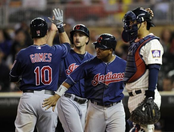 Gomes, Indians move up in playoff race, beat Twins
