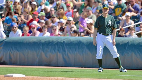 Jim Harbaugh becomes A's first base coach for day in Arizona