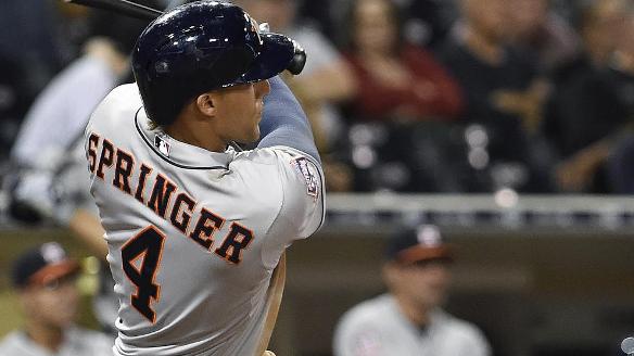 Springer powers 1st-place Astros to 14-3 win over Padres