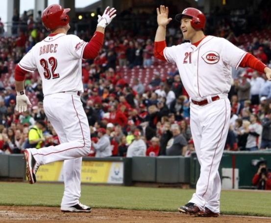 Marquis, Bruce lead Reds over Brewers 9-6