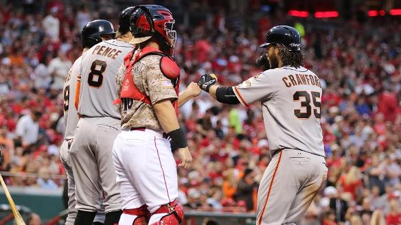 Crawford hits grand slam, Giants pound Reds 11-2