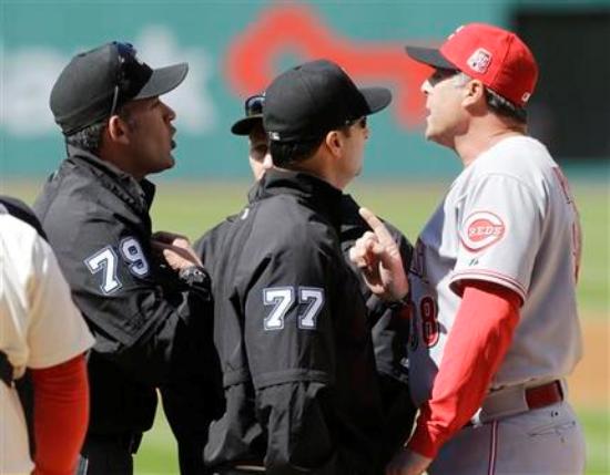 Reds manager Price ejected before 1st pitch, Indians win 2-1
