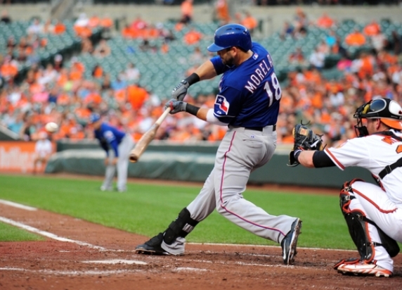 Moreland hits 2 HRs to lead Rangers past Orioles 8-6