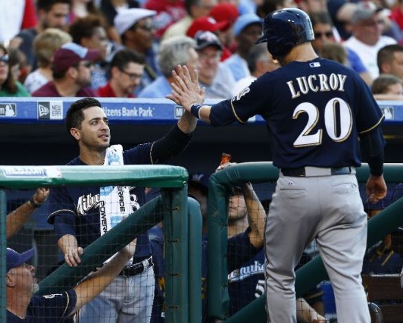 Lucroy has 4 hits, 2 RBIs, helps Brewers down Phillies