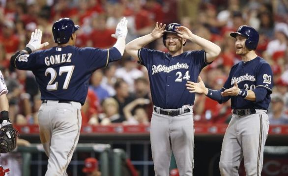 Gomez grand slam highlights Brewers' 12-1 win over Reds