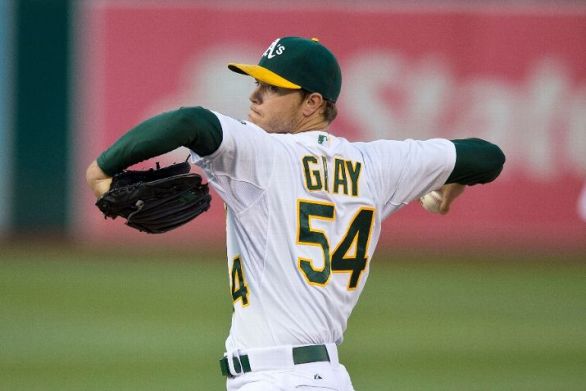Gray throws complete game in A's 3-1 win