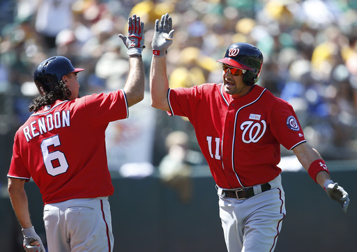 Nationals hold on for 11-10 win over Athletics